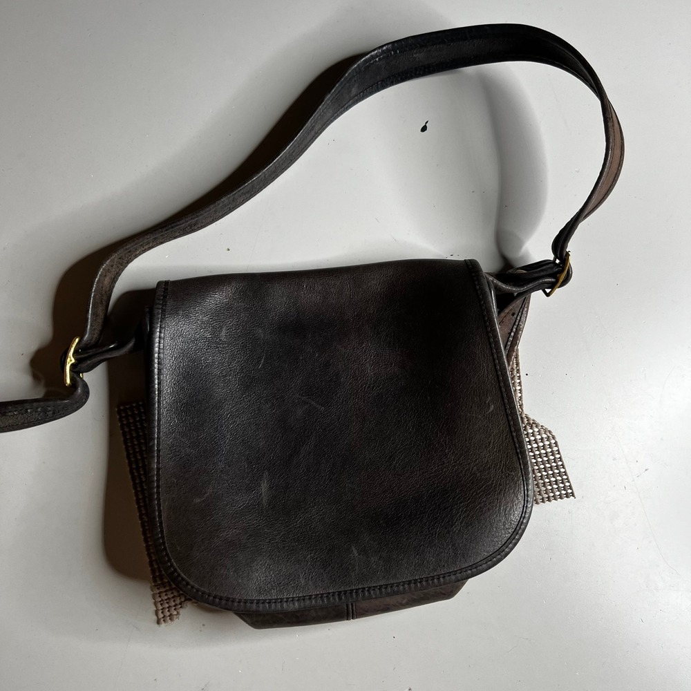 Vintage Coach Brown Leather Crossbody Flap Bag Messenger 984-8117